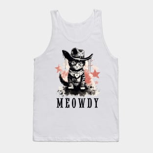 Funny Cat Cowboy Cowgirl Meow Howdy Meowdy Tank Top